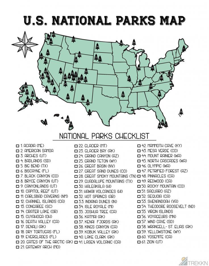 Your Printable U.S. National Parks Map with All 61 Parks