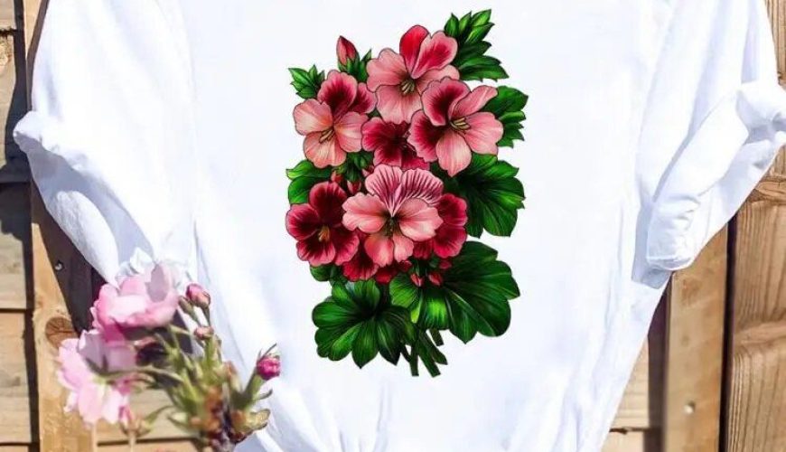 Watercolor Flower Sweet 90s Cute Cartoon Shirt Graphic Women Clothing Short Sleeve Tee Fashion Female Print T Top T-shirts FYA33950-S