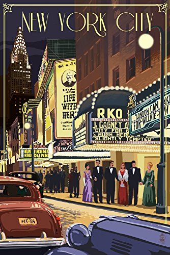 New York City Theatre Vintage Travel Poster